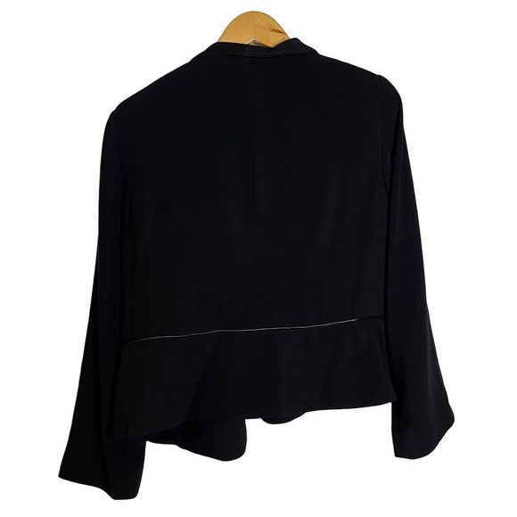 Eileen Fisher Open Front Blazer Silk Lined Black Womens L Quiet Luxury Preppy - Picture 2 of 16
